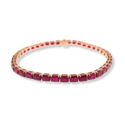 Ruby Tennis Bracelet Set In 18K Rose Gold