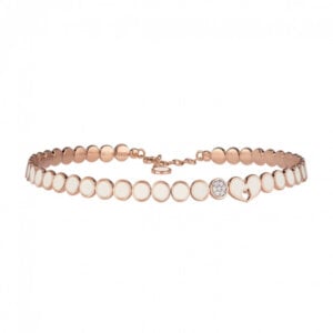 18K Pink Gold Paillettes Choker in Diamonds and White Enamel