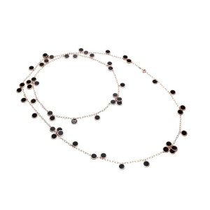 Paillettes Long Necklace In Black Enamel