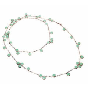 18K Pink Gold Paillettes Necklace in Green Enamel