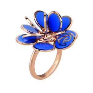 Big Paillettes Ring In Capri Blue Enamel