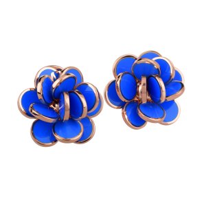 Small Paillettes Flower Earrings In Capri Blue Enamel