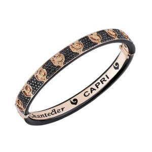 18K Pink Gold Carousel Bracelet in Black and Champagne Diamond Pave in Black Enamel