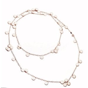 18K Pink Gold Paillettes Necklace in White Enamel