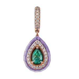 18K Pink Gold Joyful Pendant in Emerald and Lavendar Jade