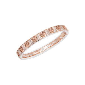 18K Pink Gold Carousel Bracelet in Diamond and Champagne Diamond Pave in White Enamel